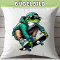 Preview: Bügelbild Frosch auf Skateboard